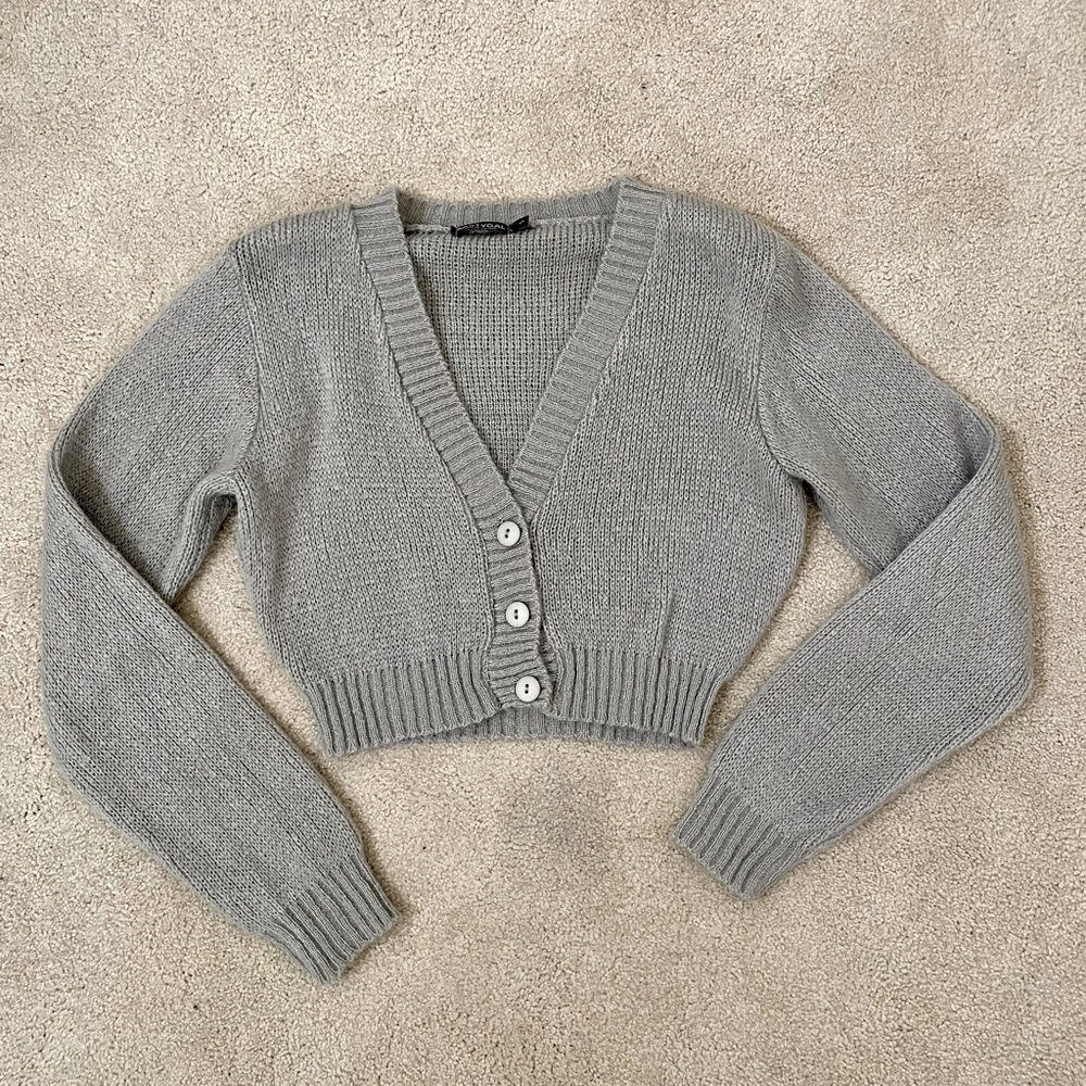 NASTYGAL grey cropped sweater